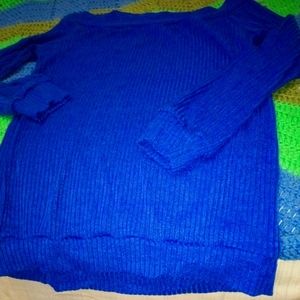 Ladies off the shoulder blouse royal blue ribbed brand new